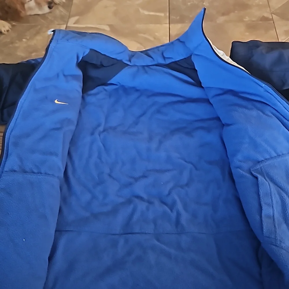 VTG Nike Coat Reversible Jacket Blue Gray Yellow Winter Outdoor Boys 14-16